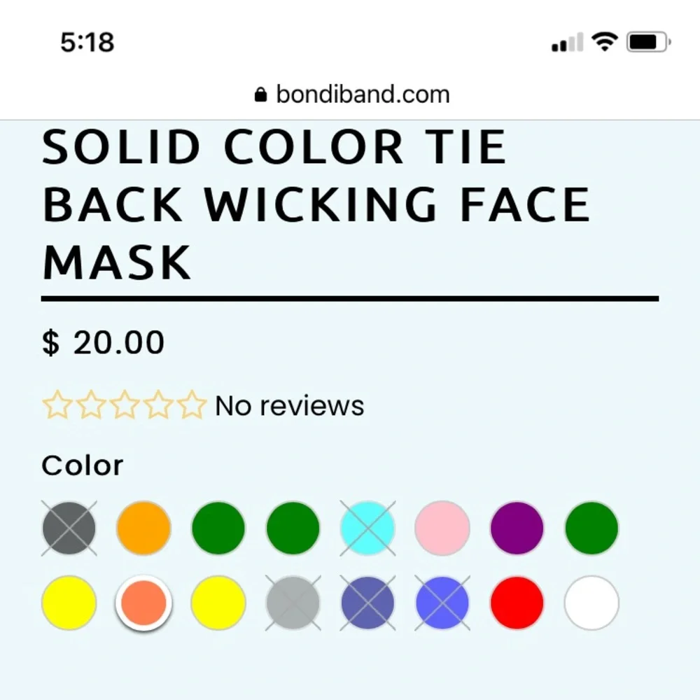 Bondi Band Tie Back Wicking Face Masks Pack of 2